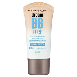 Maybelline, Dream BB Pure，清潔型美膚霜，110 淺/中調薄透色，1 液量盎司（30 毫升）