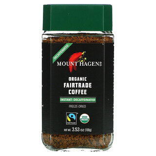 Mount Hagen, 有機公平貿易速溶咖啡，凍乾，脫因，3.53 盎司（100 克）