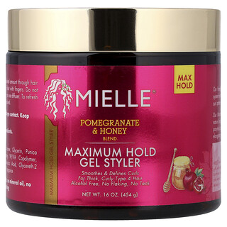 Mielle, 優效定型造型凝膠，適合粗硬、卷髮髮質，石榴和蜂蜜混合物，16 盎司（454 克）