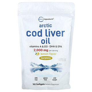 Micro Ingredients, Arctic Cod Liver Oil, Lemon, 360 Softgels (666 mg per Softgel)