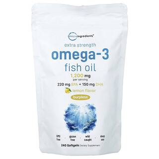 Micro Ingredients, Omega-3 Fish Oil, Lemon , 240 Softgels (600 mg per Softgel)