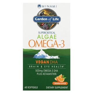 Minami Nutrition, 植物DHA，超臨界Omega-3補充劑，橘子味，60粒軟膠囊