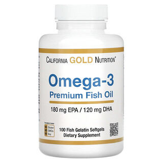 California Gold Nutrition, Omega-3 優質魚油，100 粒魚明膠軟凝膠