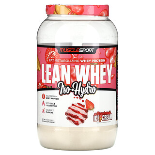 MuscleSport, Lean Whey，Iso-Hydro，草莓霜淇淋，2 磅（908 克）
