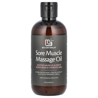 M3 Naturals, Sore Muscle Massage Oil, Sweet Orange & Vanilla, 8 fl oz (240 ml)