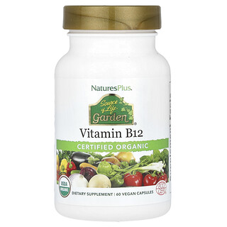 NaturesPlus, Source of Life® Garden，有機認可維生素 B12，60 粒全素膠囊
