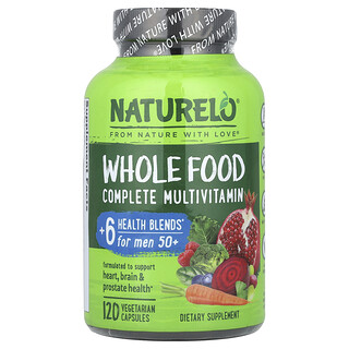 NATURELO, 50 歲以上男性全食多維生素，120 粒素食膠囊