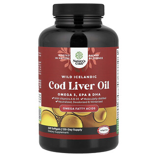 Nature's Craft, Wild Icelandic Cod Liver Oil With Vitamins A & D3, 240 Softgels