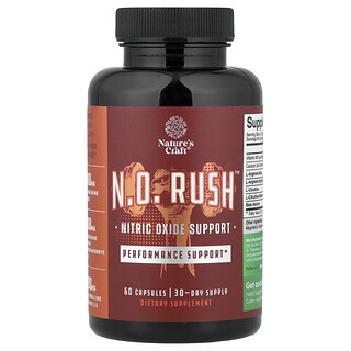 Nature's Craft, N.O. Rush™, Nitric Oxide Support, 60 Capsules