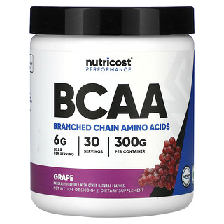 Nutricost, 表現提升，支鏈胺基酸，葡萄味，10.6 盎司（300 克）