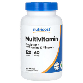 Nutricost, 多維生素，益生菌 + 22 種維生素和礦物質，120 粒膠囊