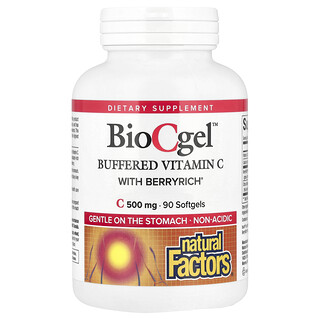 Natural Factors, BioCgel，緩衝維生素 C，含漿果，500 毫克，90 粒軟凝膠