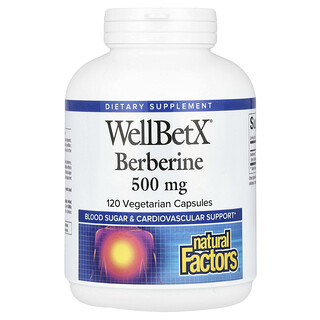 Natural Factors, WellBetX，黃連素，500毫克，120粒素食膠囊