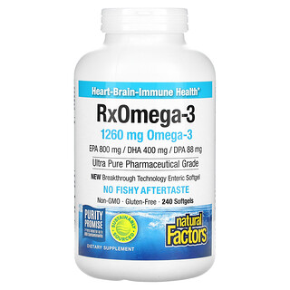 Natural Factors, Rx Omega-3，1,260 毫克，240 粒軟凝膠（每粒軟凝膠 630 毫克）