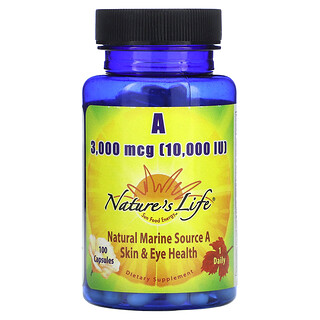 Nature's Life, 維生素 A，3000 微克（10000 國際單位），100 粒膠囊