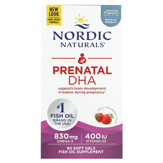 Nordic Naturals, 產前 DHA，草莓味，90 粒軟凝膠