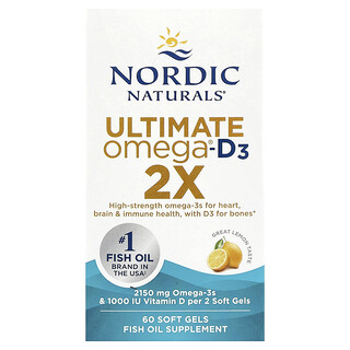 Nordic Naturals, Ultimate Omega®-D3 2X 軟膠囊，檸檬味，60 粒