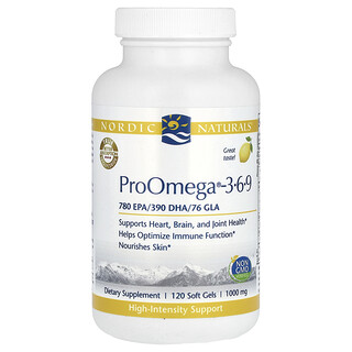 Nordic Naturals, ProOmega 3-6-9，檸檬味，1000 毫克，120 粒軟凝膠（每粒膠囊 500 毫克）