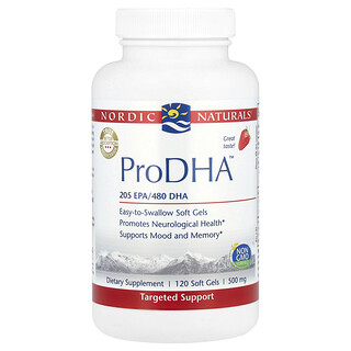 Nordic Naturals, ProDHA，草莓味，500 毫克，120 粒軟凝膠（每粒軟凝膠 250 毫克）