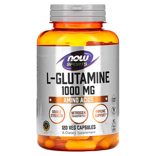 NOW Foods, 運動，L-谷氨醯胺，雙倍功效，1,000 毫克，120 粒素食膠囊