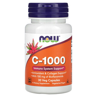 NOW Foods, 維生素 C-1000，30 粒素食膠囊