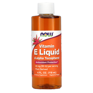 NOW Foods, 液體維生素 E，D-α-生育酚，60 毫克，4 液量盎司（118 毫升）