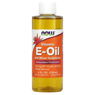 NOW Foods, 含混合生育酚的維生素 E 油，58 毫克，4 液量盎司（118 毫升）