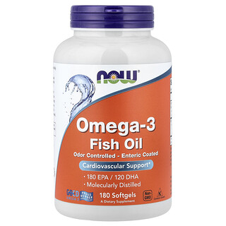NOW Foods, Omega-3 魚油，180 粒軟膠囊