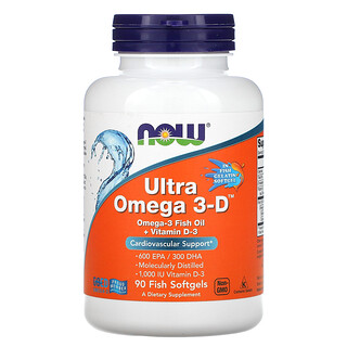 NOW Foods, 超Omega-3-D，600 EPA/300 DHA，90 粒魚軟凝膠