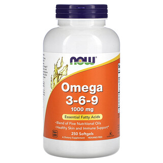 NOW Foods, Omega-3-6-9，1,000 毫克，250 粒軟凝膠（每粒軟凝膠 500 毫克）