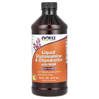 NOW Foods, 含 MSM 的液體葡萄糖胺和軟骨素，柑橘味，16 液量盎司（473 毫升）