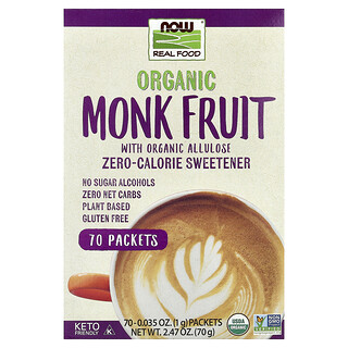 NOW Foods, Real Food，有機羅漢果零熱量甜味劑，70 包，2.47 盎司（70 克）