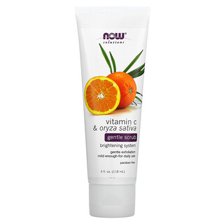 NOW Foods, Solutions，溫和擦洗， 維生素 C&水稻，4 液體盎司 (118 毫升)