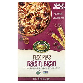 Nature's Path, 有機，Flax Plus Cereal，葡萄乾麥片，14 盎司（400 克）