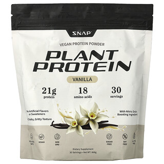 Snap Supplements, 含一氧化氮促進劑的植物蛋白質，香草味，868 克