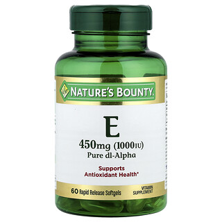 Nature's Bounty, 維生素 E，純 Dl-α，450 毫克（1000 國際單位），60 粒速釋軟凝膠