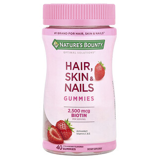 Nature's Bounty, Optimal Solutions®，頭髮、皮膚和指甲，草莓味，40 粒軟糖