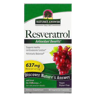 Nature's Answer, 白藜蘆醇，637 毫克，60 粒素食膠囊