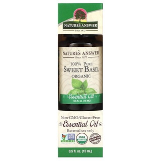 Nature's Answer, 100% Pure Organic Essential Oil, Sweet Basil, 0.5 fl oz (15 ml)