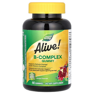 Nature's Way, Alive! 維生素 B 群軟糖，芒果味，60 粒軟糖