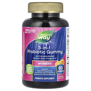 Nature's Way, 女性 3 合 1 益生菌軟糖，橙味，20 億 CFU，60 粒軟糖（每粒軟糖 10 億 CFU）