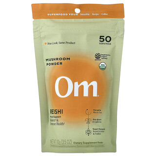 Om Mushrooms, 蘑菇粉，靈芝，3.5 盎司（100 克）