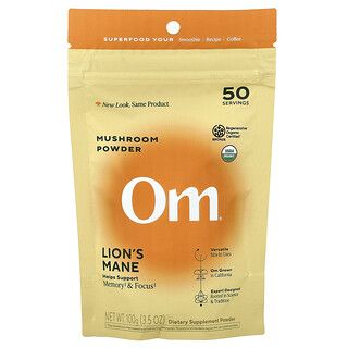 Om Mushrooms, 蘑菇粉，猴頭菇，3.5 盎司（100 克）