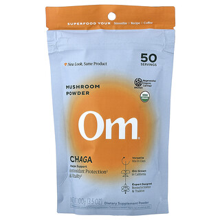 Om Mushrooms, 蘑菇粉，白樺茸，3.5 盎司（100 克）