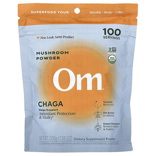 Om Mushrooms, 蘑菇粉，白樺茸，7.05 盎司（200 克）