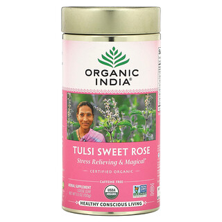 Organic India, 圖爾西甜玫瑰茶，不含咖啡萃取，3.5 盎司（100 克）