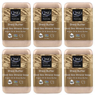 One with Nature, Dead Sea Mineral Bar Soap, Shea Butter, 6 Count, 7 oz (198 g) Each