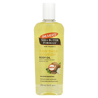 Palmer's, 含維生素 E 的乳木果油配方，未加工乳木果滋養身體油，13.5 液量盎司（250 毫升）