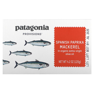 Patagonia Provisions, 有機高階初榨橄欖油浸烤西班牙紅辣椒粉鯖魚，4.2 盎司（120 克）