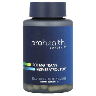 ProHealth Longevity, 反式白藜蘆醇+，1,000 毫克，60 粒膠囊（每粒膠囊 500 毫克）